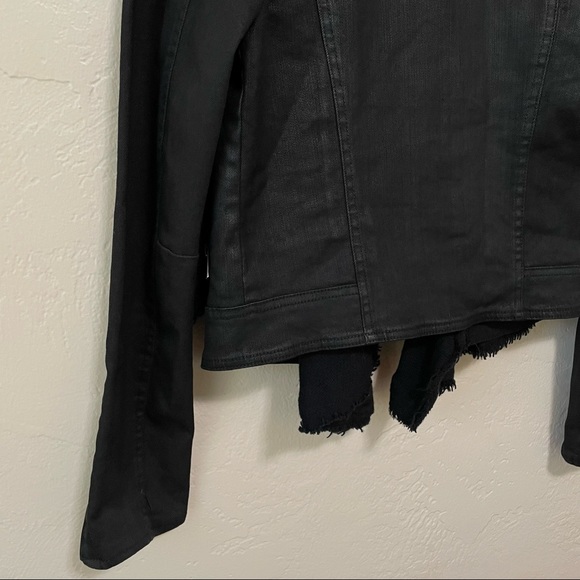 free people Drape Front Coated Moto Jean Jacket in Black Combo - 2 - Picture 11 of 13